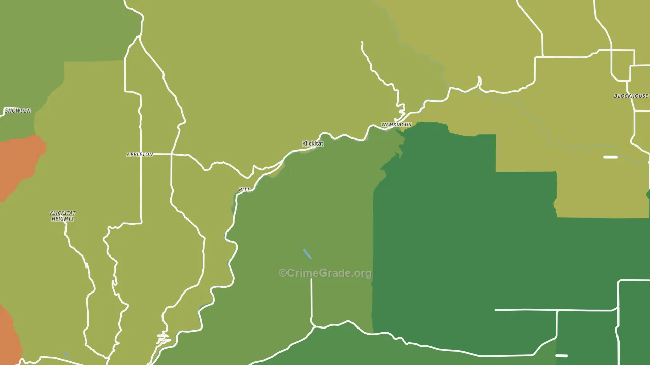 Klickitat County, WA Map of Vehicle Theft Rates