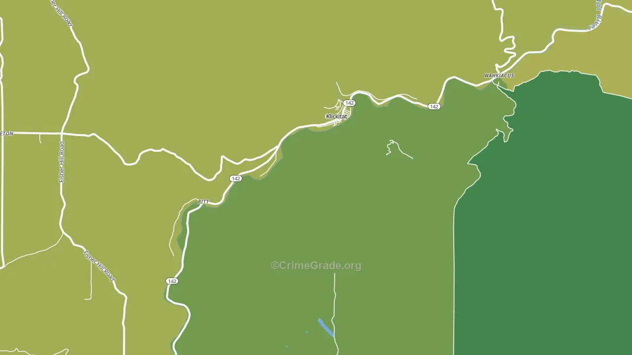 Klickitat, WA Map of Vehicle Theft Rates