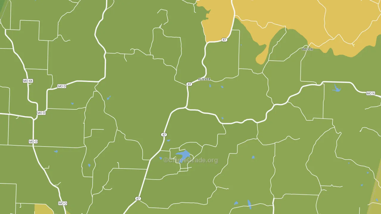 Kliever, MO Map of Vehicle Theft Rates