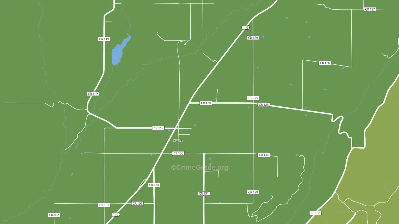 Kline, CO Map of Vehicle Theft Rates