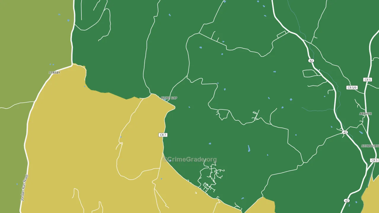 Kline Gap, WV Map of Vehicle Theft Rates