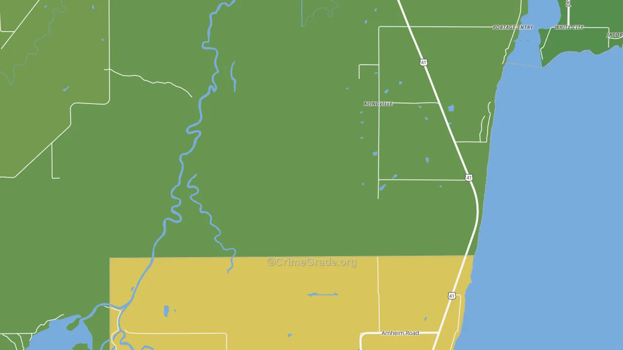 Klingville, MI Map of Vehicle Theft Rates