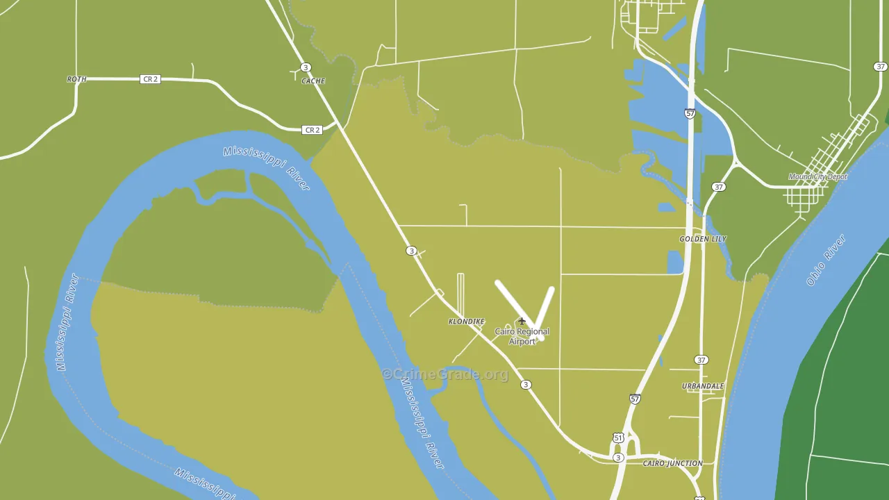 Klondike, IL Map of Vehicle Theft Rates