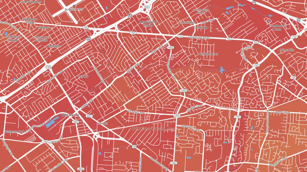 Klondike, Louisville, KY Map of Vehicle Theft Rates