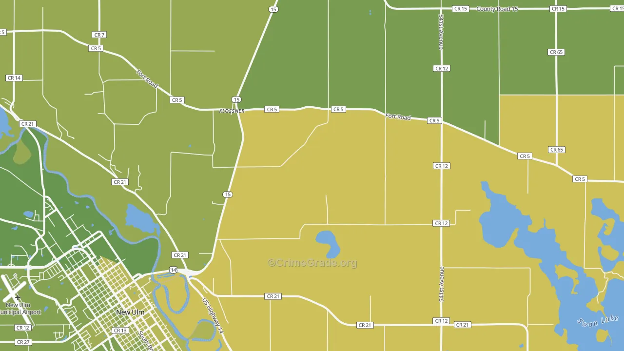 Klossner, MN Map of Vehicle Theft Rates