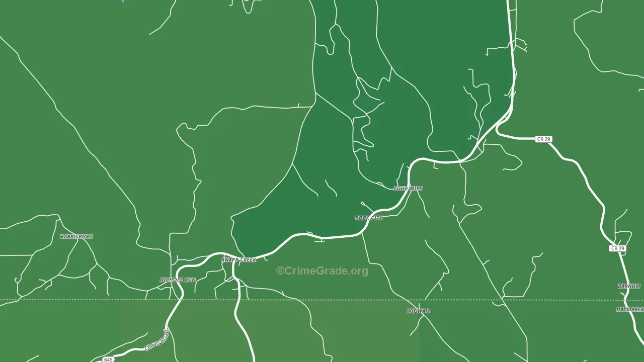 Knapp Creek, NY Map of Vehicle Theft Rates