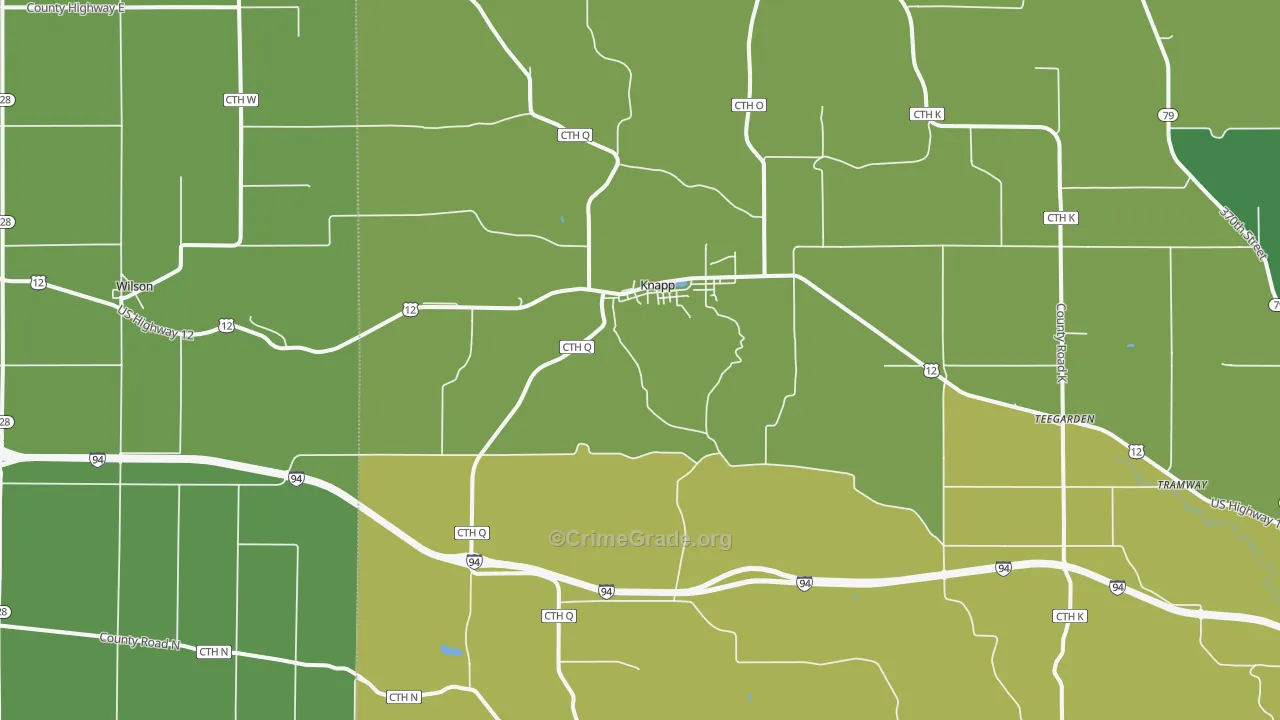 Knapp, WI Map of Vehicle Theft Rates