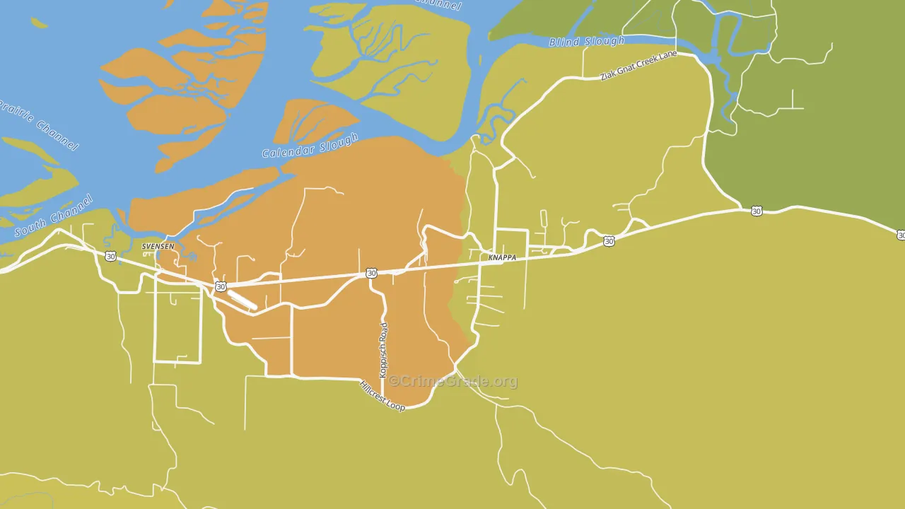 Knappa, OR Map of Vehicle Theft Rates
