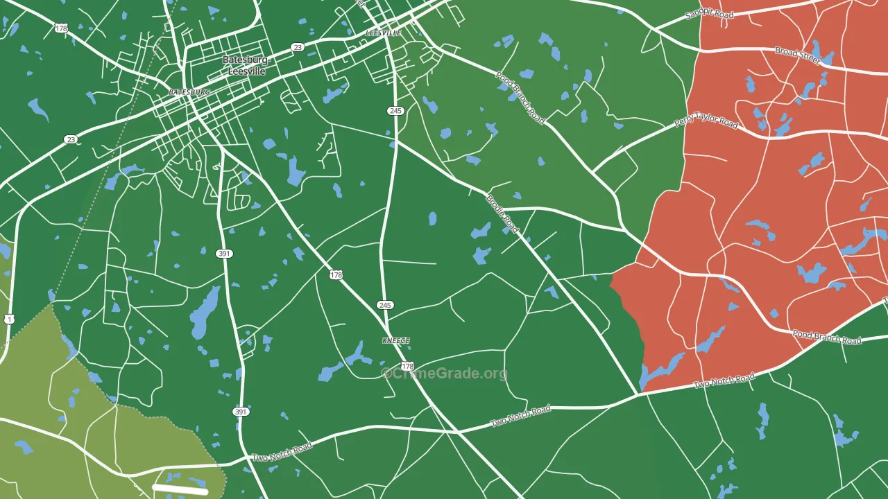 Kneece, SC Map of Vehicle Theft Rates