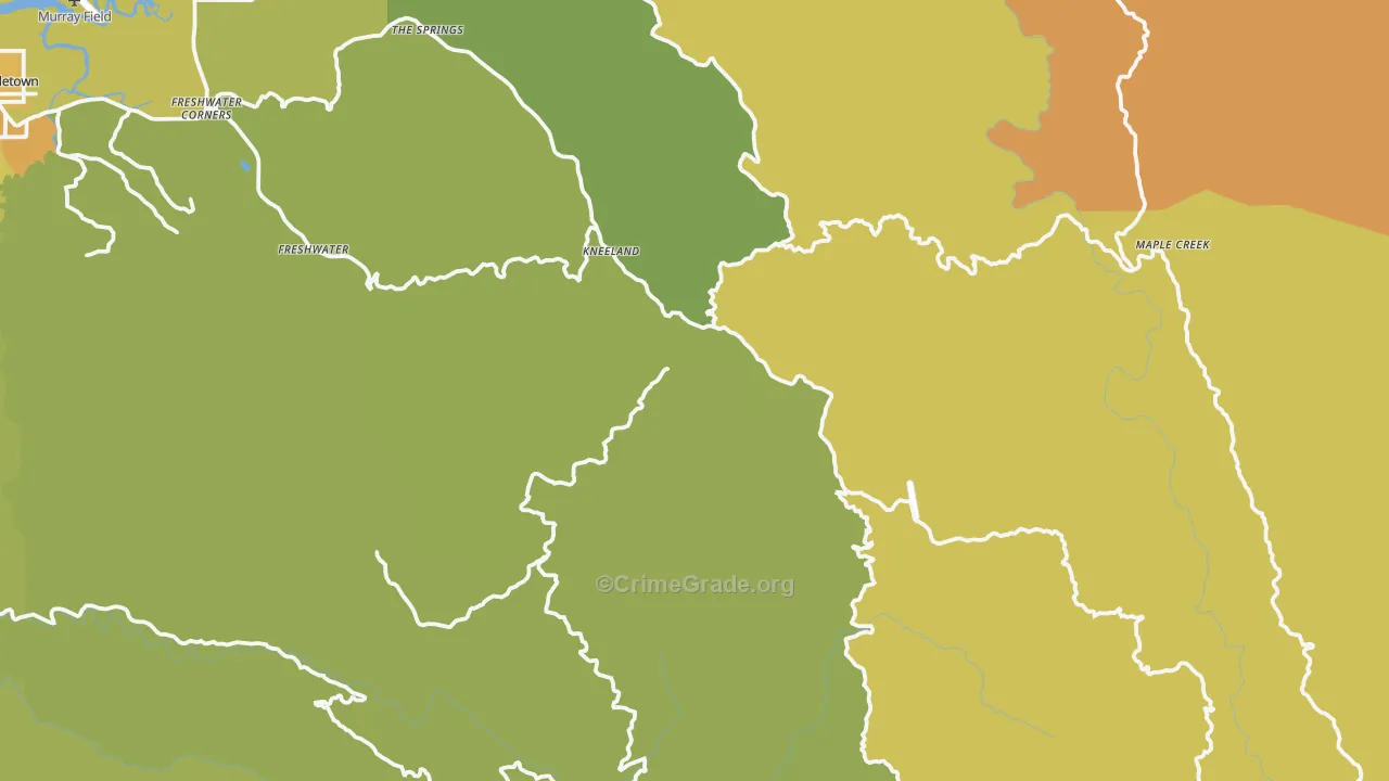 Kneeland, CA Map of Vehicle Theft Rates