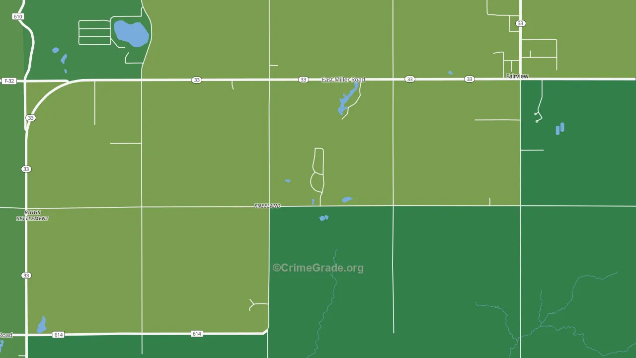 Kneeland, MI Map of Vehicle Theft Rates