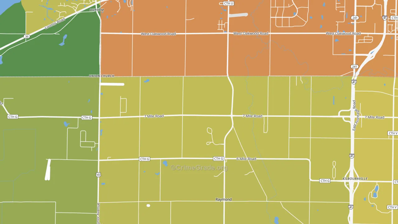 Kneeland, WI Map of Vehicle Theft Rates
