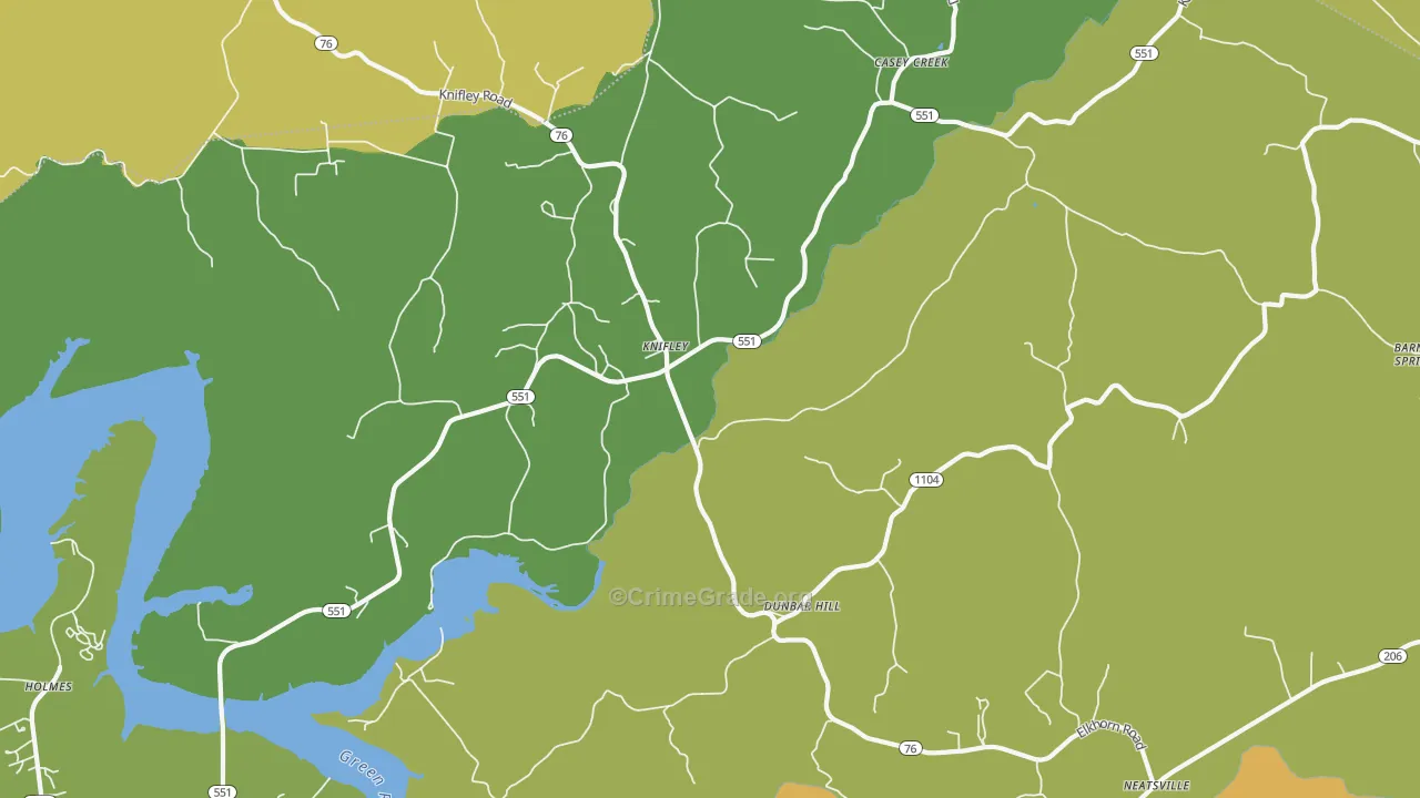 Knifley, KY Map of Vehicle Theft Rates