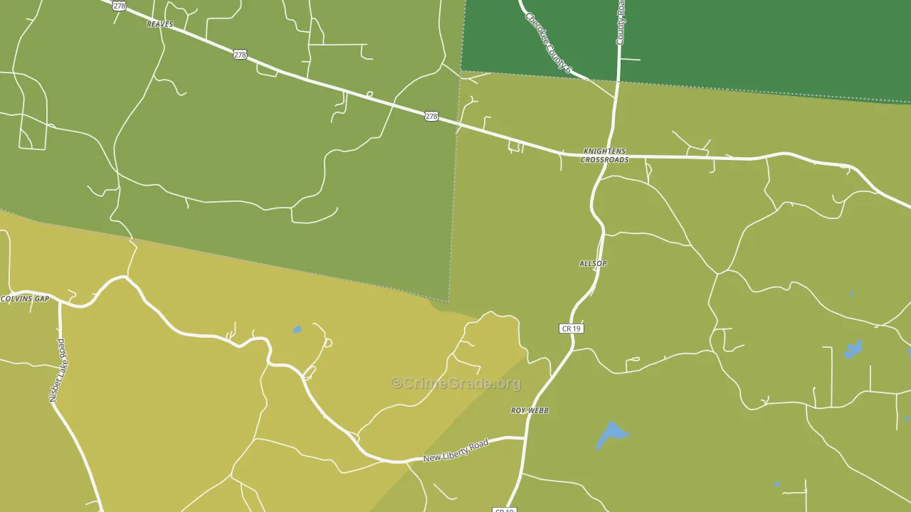 Knightens Crossroads, AL Map of Vehicle Theft Rates