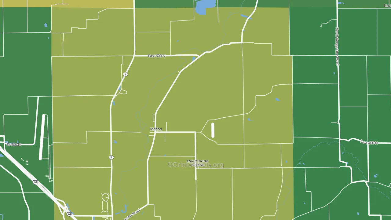 Knighthood Village, IN Map of Vehicle Theft Rates