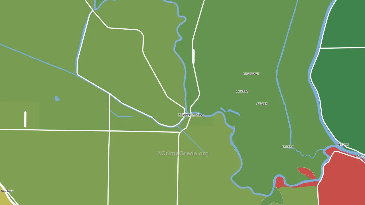 Knights Landing, CA Map of Vehicle Theft Rates