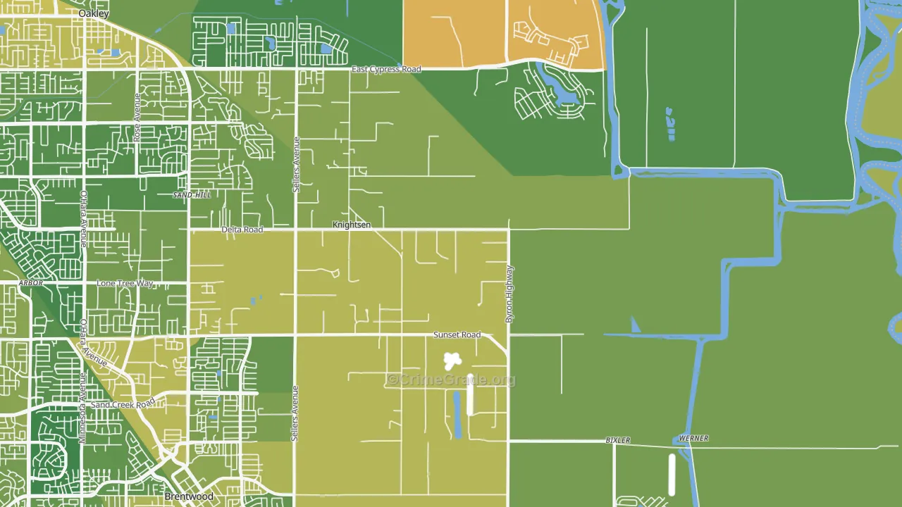 Knightsen, CA Map of Vehicle Theft Rates
