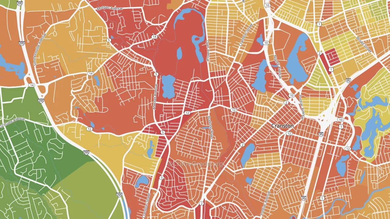 Knightsville, Cranston, RI Map of Vehicle Theft Rates
