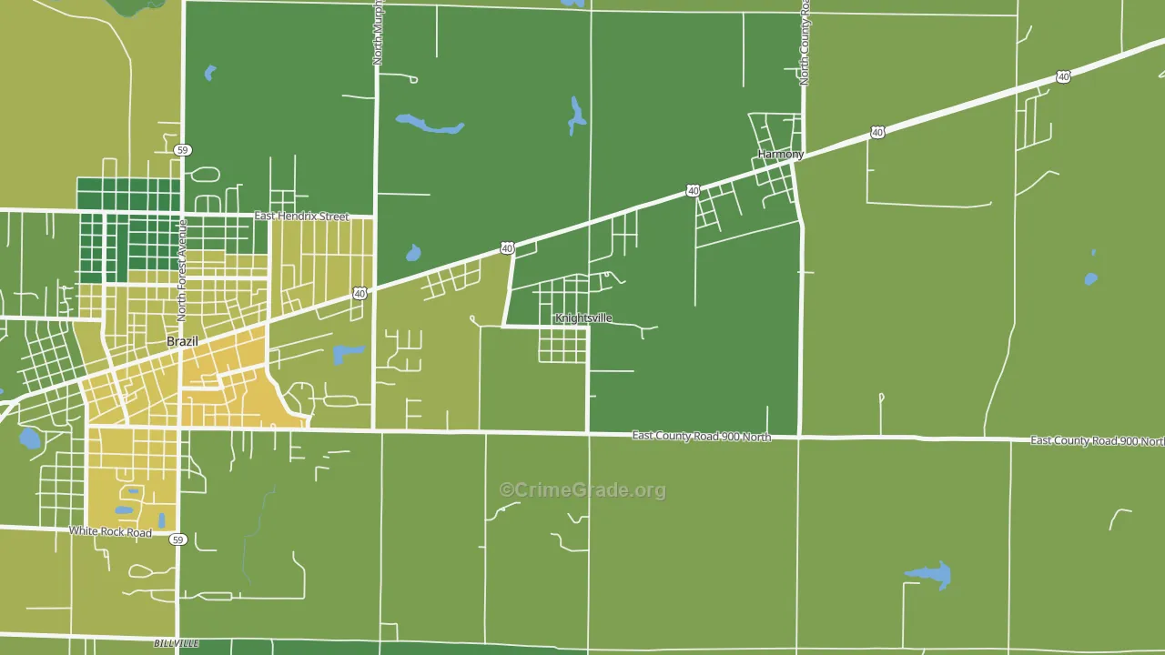 Knightsville, IN Map of Vehicle Theft Rates
