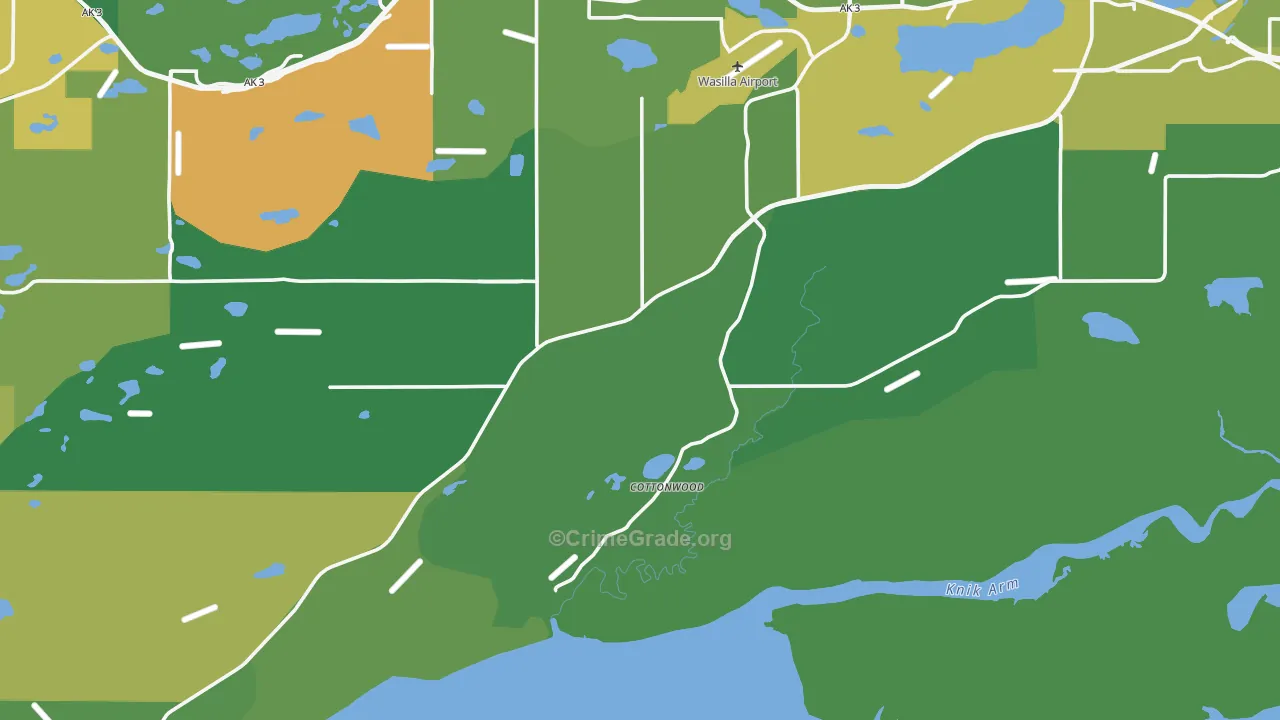 Knik-Fairview, AK Map of Vehicle Theft Rates