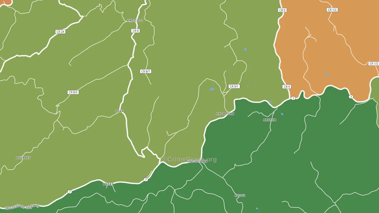 Knob Fork, WV Map of Vehicle Theft Rates