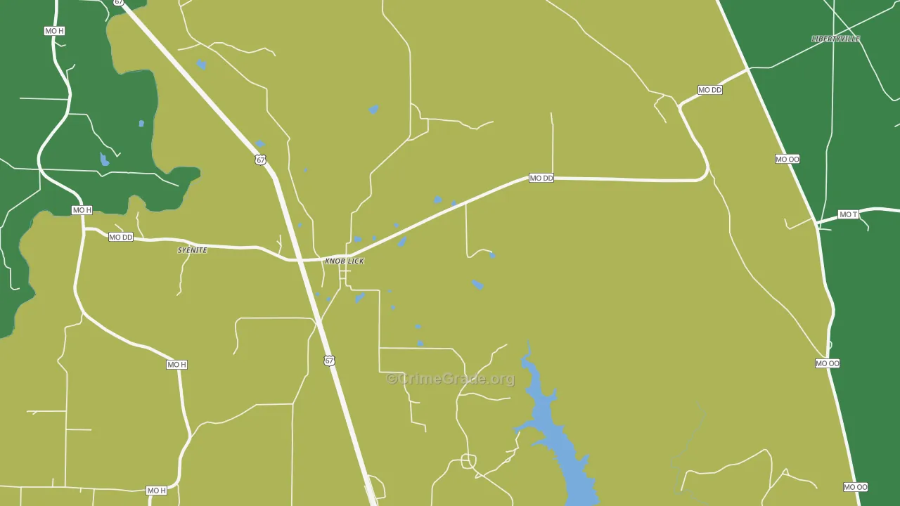 Knob Lick, MO Map of Vehicle Theft Rates