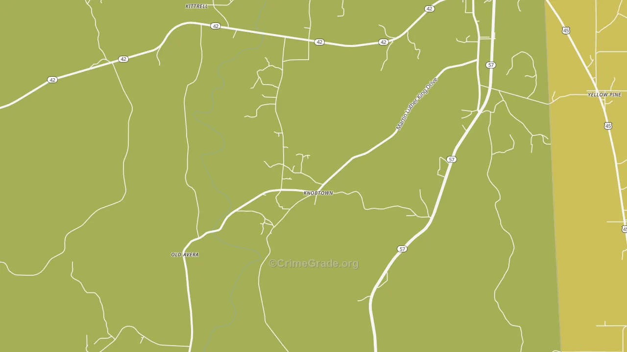 Knobtown, MS Map of Vehicle Theft Rates