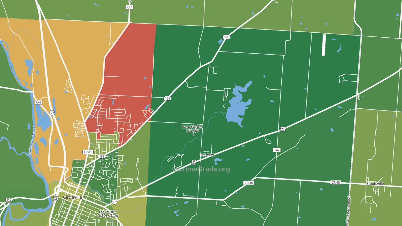 Knollwood Village, OH Map of Vehicle Theft Rates