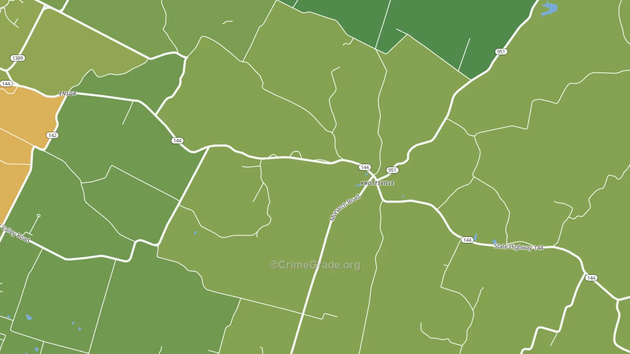 Knottsville, KY Map of Vehicle Theft Rates