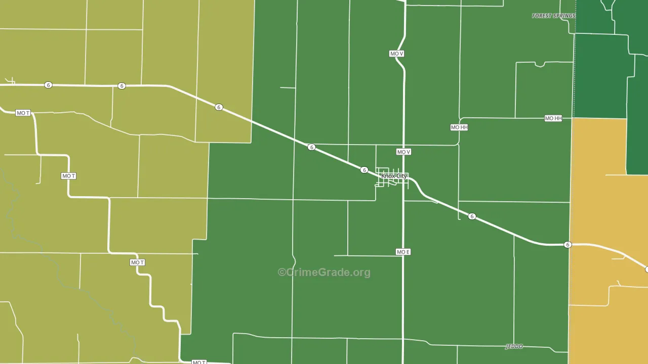Knox City, MO Map of Vehicle Theft Rates