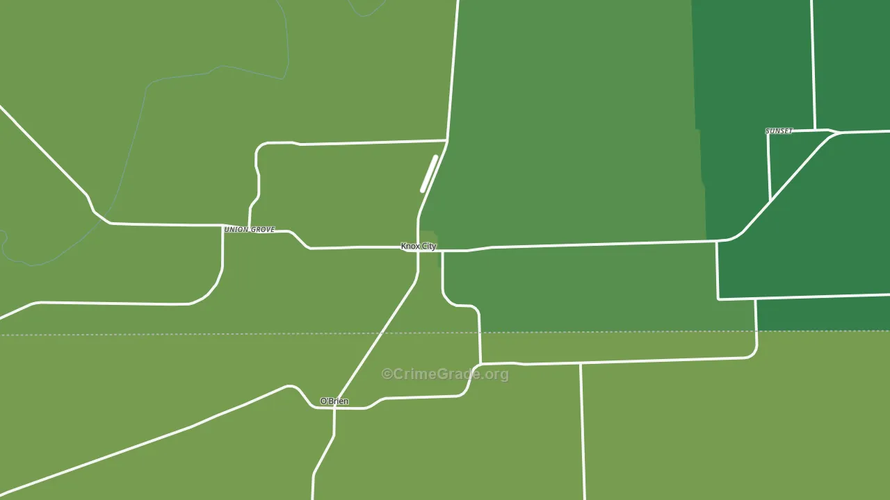 Knox City, TX Map of Vehicle Theft Rates