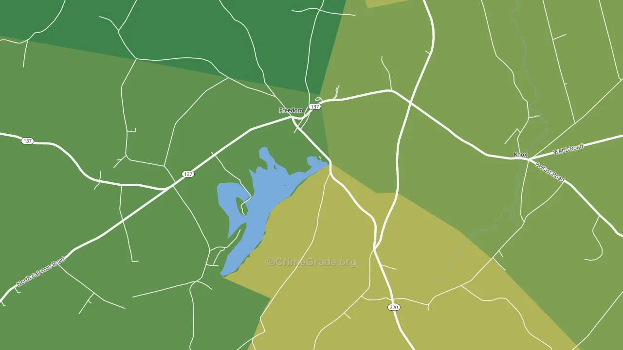 Knox Corner, ME Map of Vehicle Theft Rates