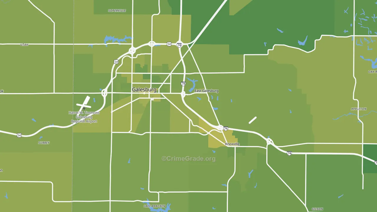 Knox County, IL Map of Vehicle Theft Rates
