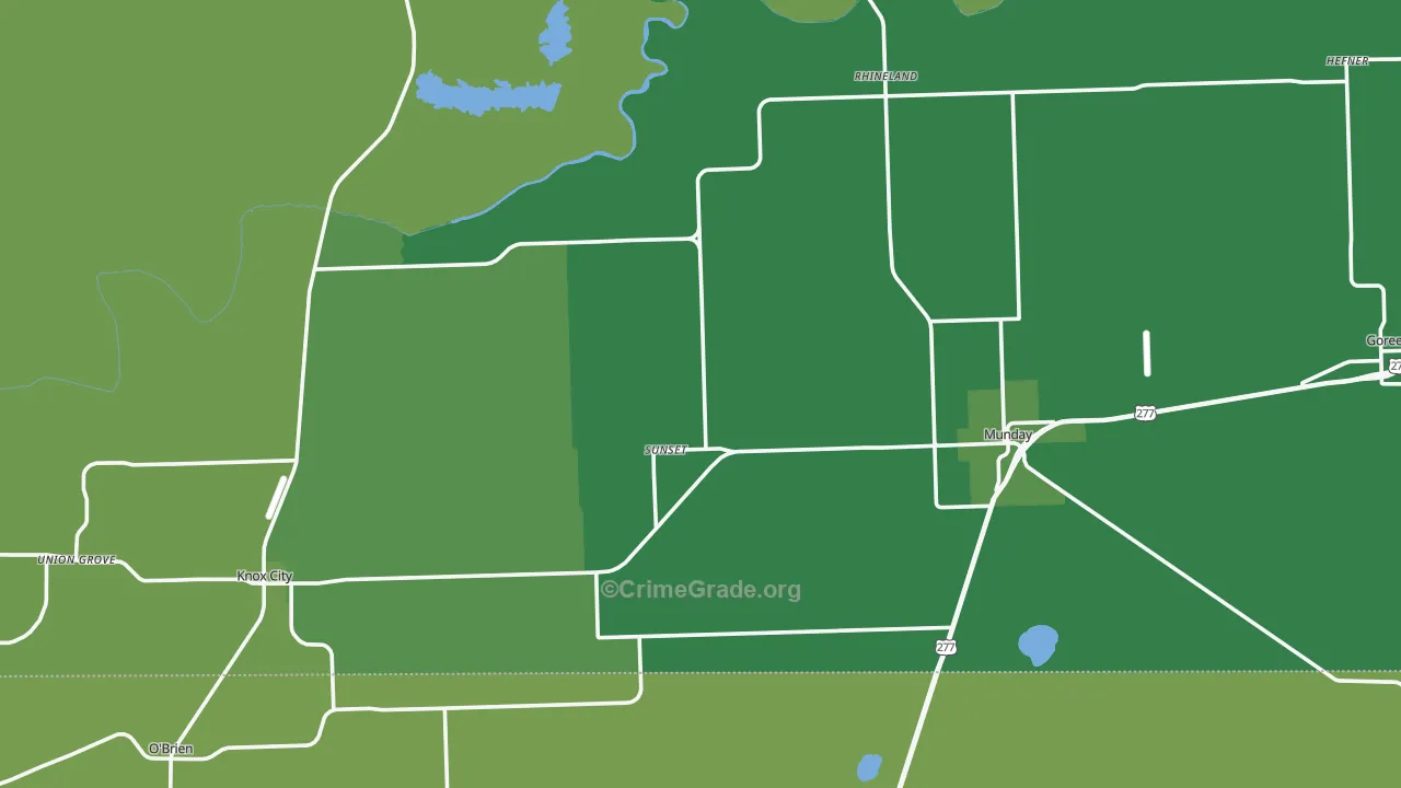 Knox County, TX Map of Vehicle Theft Rates