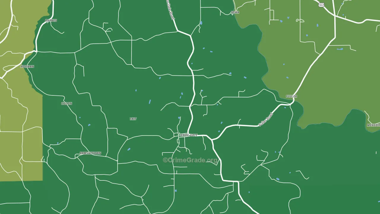 Knox Dale, PA Map of Vehicle Theft Rates