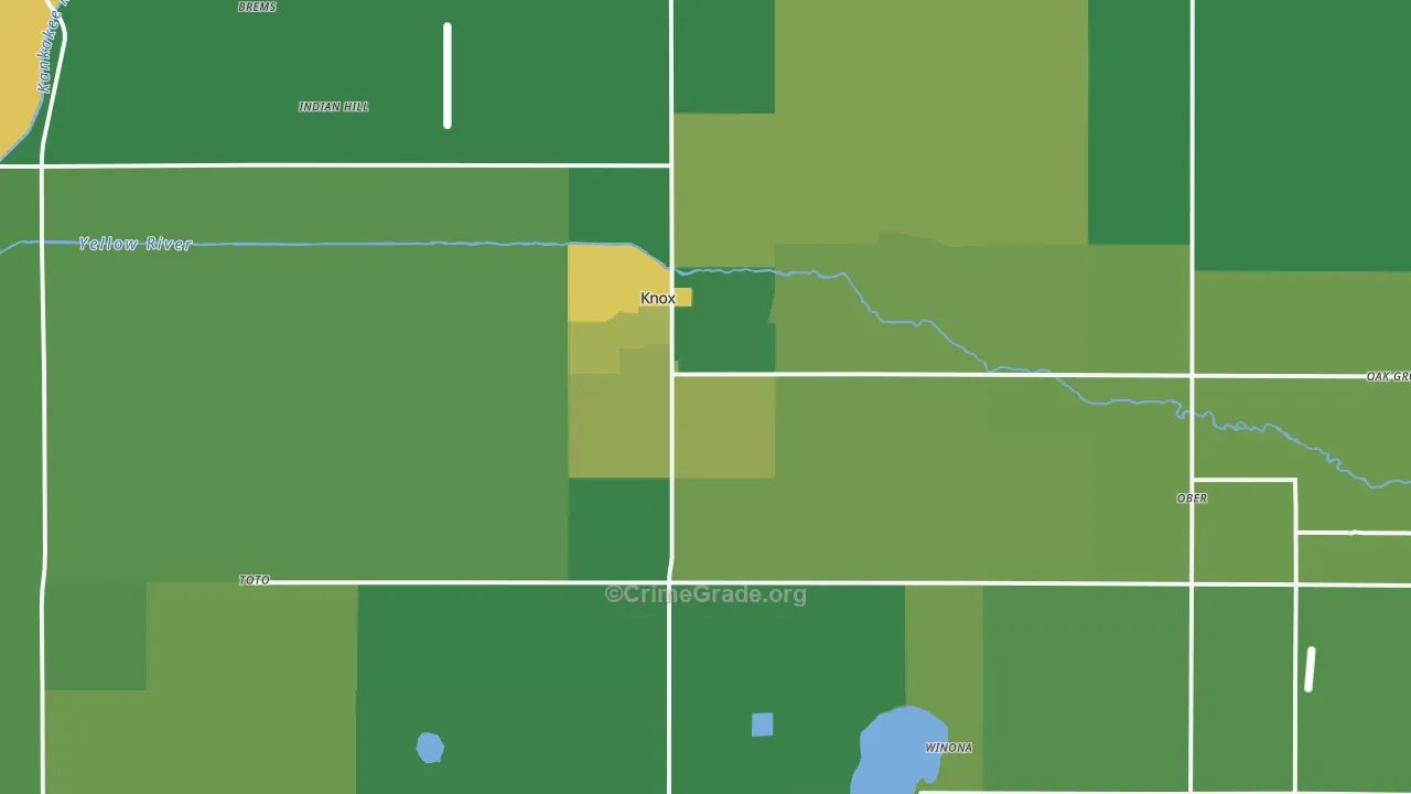 Knox, IN Map of Vehicle Theft Rates