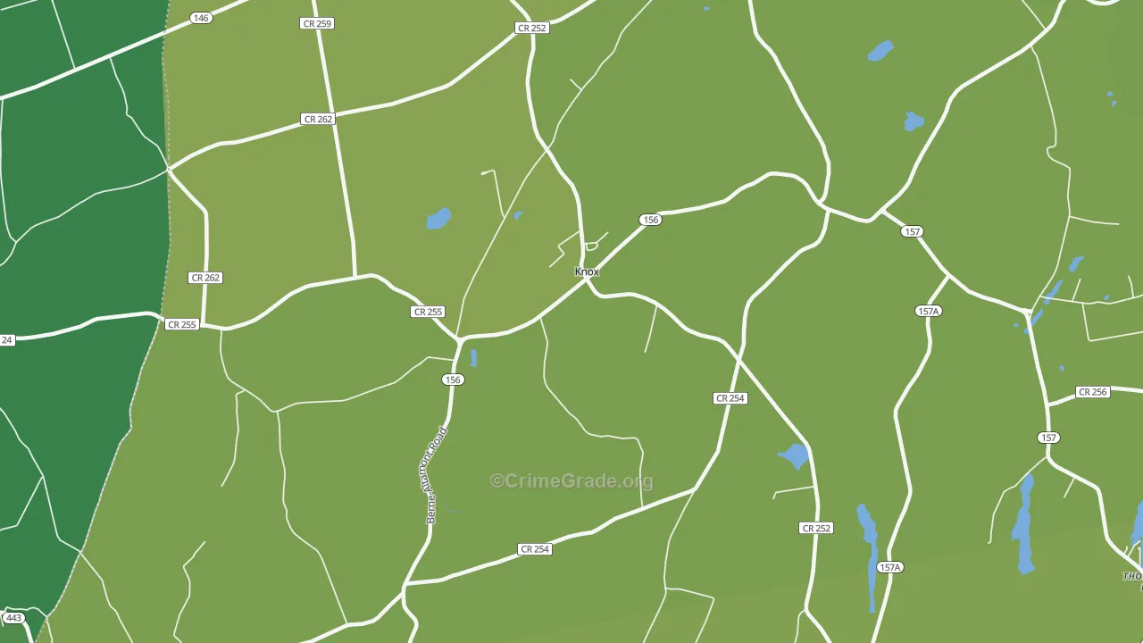 Knox, NY Map of Vehicle Theft Rates