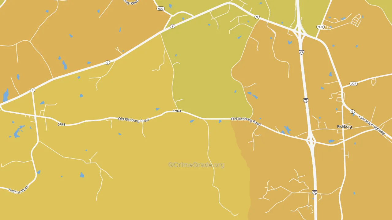 Knox, SC Map of Vehicle Theft Rates