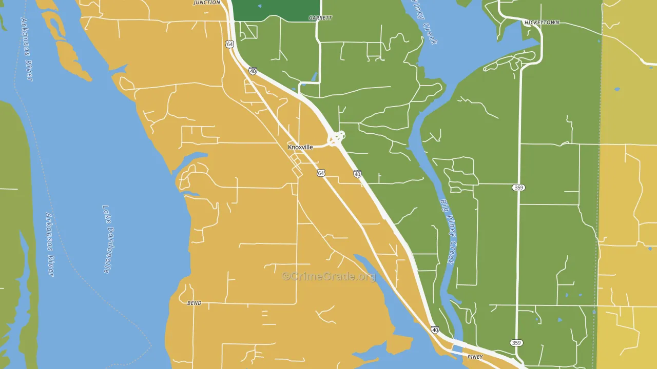 Knoxville, AR Map of Vehicle Theft Rates