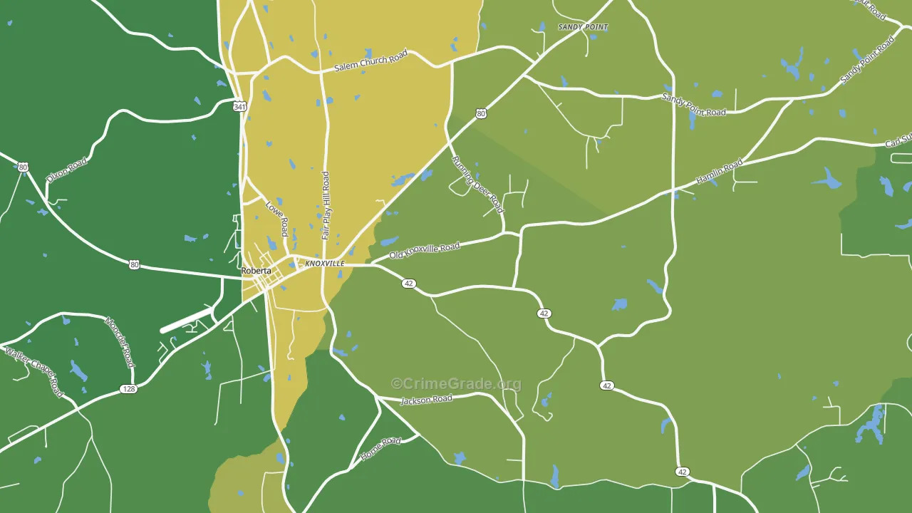 Knoxville, GA Map of Vehicle Theft Rates