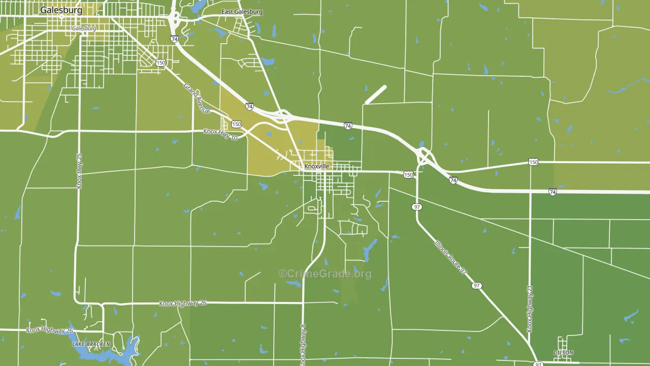 Knoxville, IL Map of Vehicle Theft Rates
