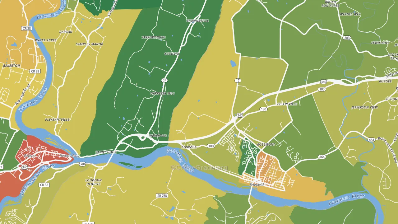 Knoxville, MD Map of Vehicle Theft Rates