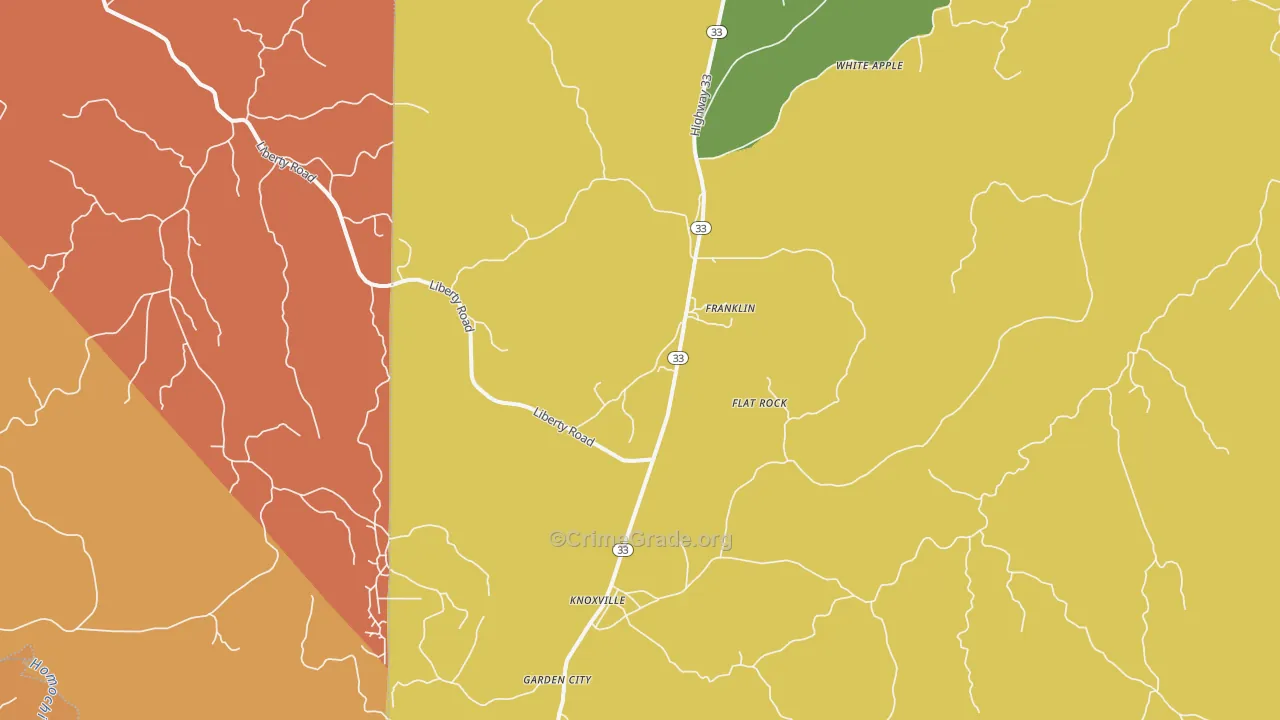 Knoxville, MS Map of Vehicle Theft Rates