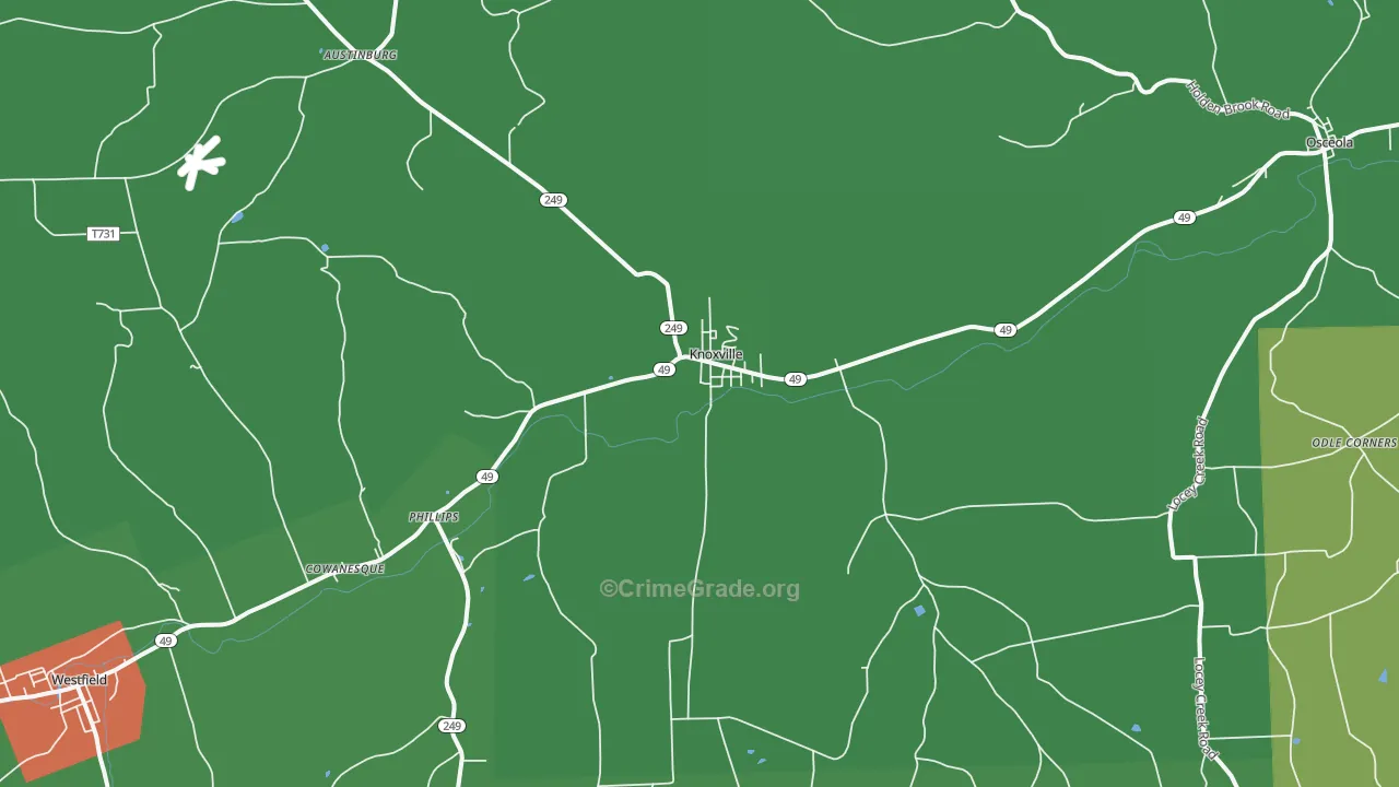 Knoxville, PA Map of Vehicle Theft Rates