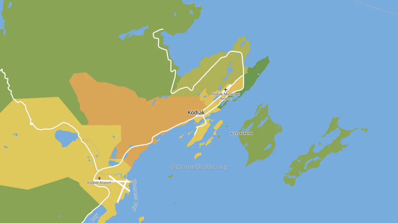 Kodiak, AK Map of Vehicle Theft Rates