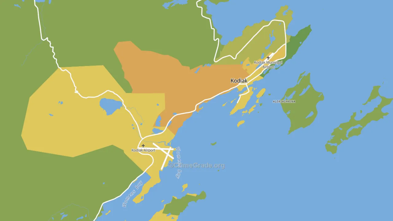 Kodiak Island Borough, AK Map of Vehicle Theft Rates