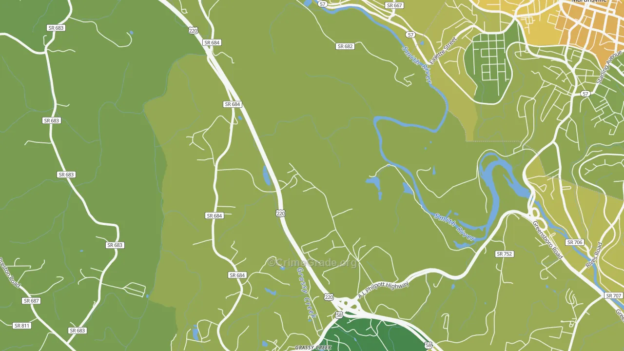 Koehler, VA Map of Vehicle Theft Rates