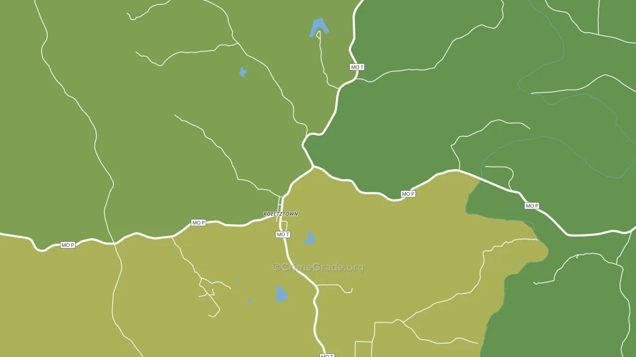 Koeltztown, MO Map of Vehicle Theft Rates