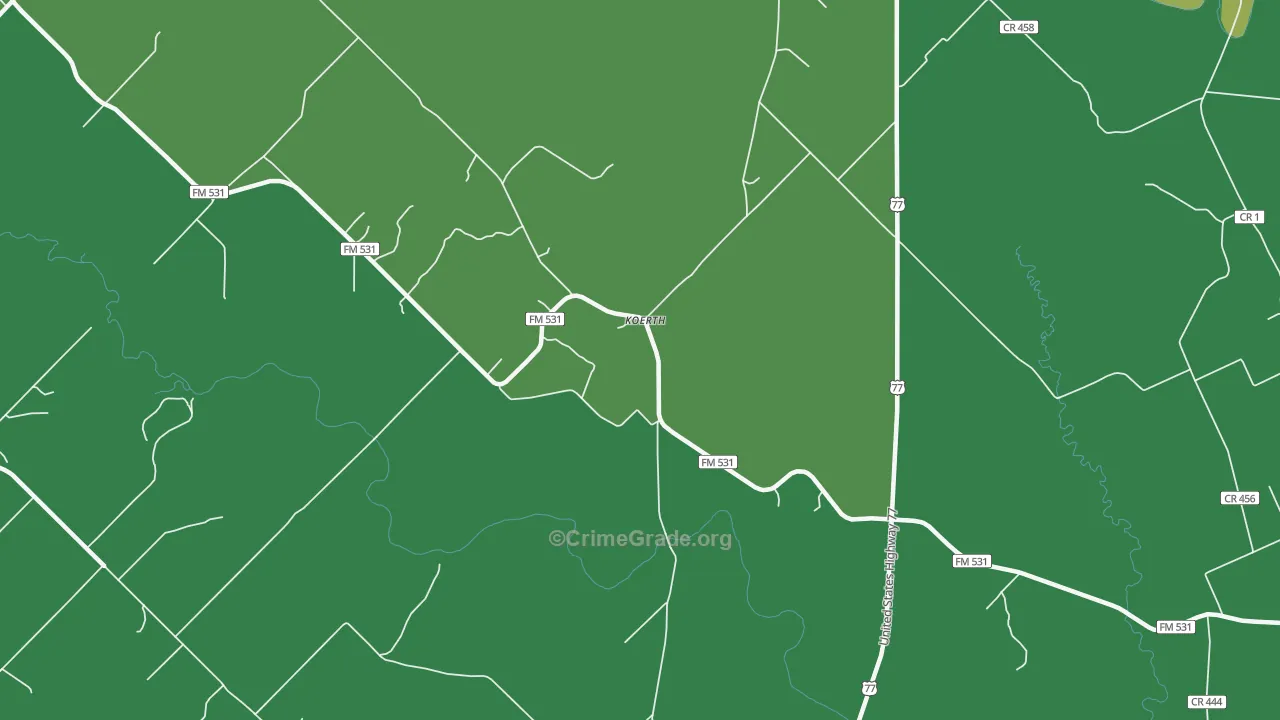Koerth, TX Map of Vehicle Theft Rates