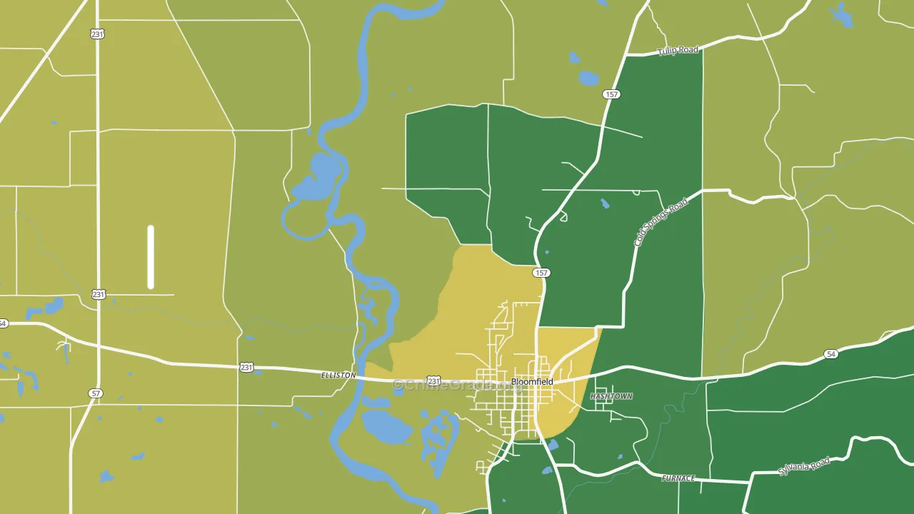Koleen, IN Map of Vehicle Theft Rates